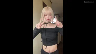 Blonde Japanese cutie + belly button